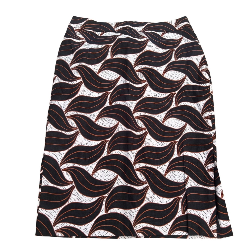 Ann Taylor Women Navy Blue Abstract Leaf Print Cotton Pencil Skirt Size 10 NWT